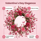 Valentine's Day Flower Wreath with Tulips & Berry for Window Porch Indoors Outside