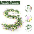 Easter Artificial Garland Decor with Colorful Eggs and Eucalyptus Leaves
