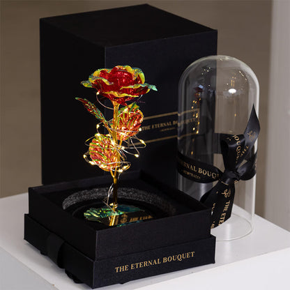 BUNDLE DEAL: Red Galaxy Rose Dome & Mini Red Eternal Rose Bear