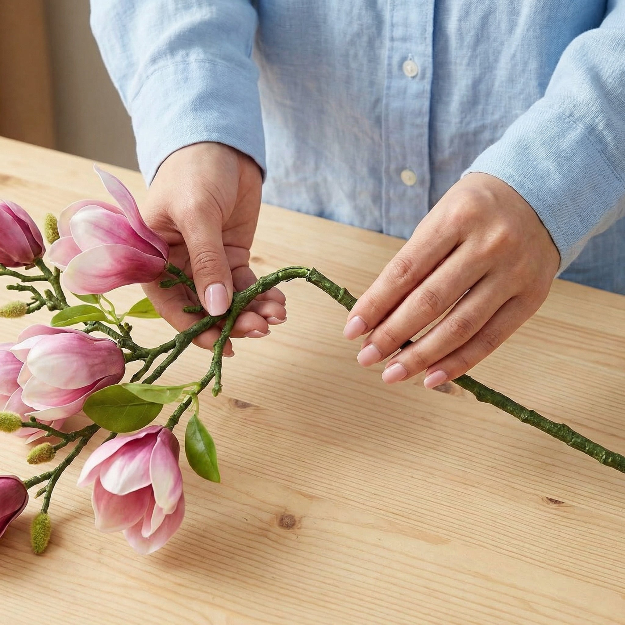 Artificial Magnolia Flower Branches Stem
