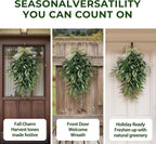 Artificial Olive Swag with Greenery Leaves and Burlap Bow